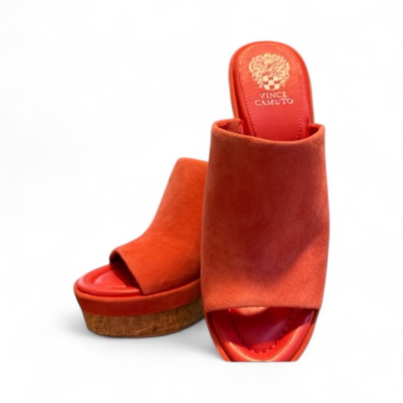 Vince Camuto Danvy Reddish Orange Suede Wedge - Size 8 M - Picture 3 of 15
